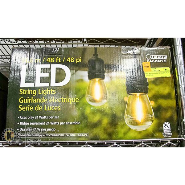 FEIT 48FT LED STRING LIGHTS W/ 24 LED BULBS