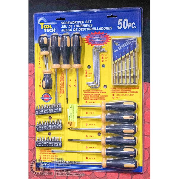 NEW TOOL TECH SCREWDRIVER SET 50 PC
