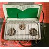 Image 1 : THREE BURNER COLEMAN CAMPSTOVE WITH PROPANE HOSE