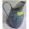 Image 1 : LARGE ANTIQUE BLUE AND WHITE ENAMEL PITCHER
