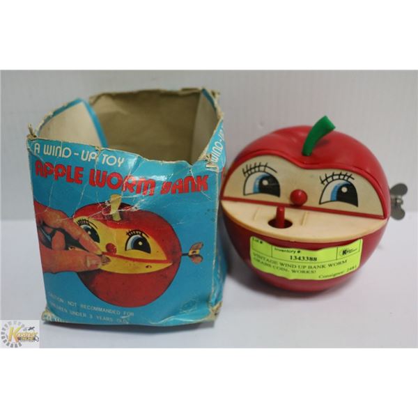 VINTAGE WIND UP BANK WORM GRABS COIN- WORKS!