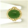 Image 8 : 14k Yellow Gold Prong Set Cabochon Olive Green Nephrite Jade Twisted Wire Ring