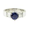 Image 2 : 1.62 ctw Round Brilliant Blue Sapphire And Diamond Ring - Platinum