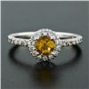 Image 2 : Petite 14K White Gold 0.82 ctw Citrine & Diamond Halo Engagement or Promise Ring