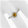 Image 3 : Petite 14K White Gold 0.82 ctw Citrine & Diamond Halo Engagement or Promise Ring