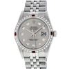 Image 1 : Rolex Mens Stainless Steel Gray Diamond & Ruby Oyster Perpetual Datejust Wristwa