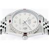 Image 3 : Rolex Mens Stainless Steel Gray Diamond & Ruby Oyster Perpetual Datejust Wristwa