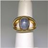 Image 6 : 14K Yellow Gold Split Shank Bezel Cabochon Blue Star Sapphire Mens Ring