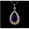 Image 1 : 18KT White Gold GIA Certified 69.66 ctw Tanzanite and Diamond Pendant With Chain