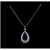 Image 2 : 18KT White Gold GIA Certified 69.66 ctw Tanzanite and Diamond Pendant With Chain