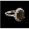 Image 2 : 3.90 ctw Tourmaline and Diamond Ring - 14KT White Gold