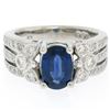 Image 1 : EGL 14k White Gold 2.78 Ctw Royal Blue Sapphire and Diamond Engagement Cocktail