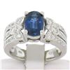 Image 4 : EGL 14k White Gold 2.78 Ctw Royal Blue Sapphire and Diamond Engagement Cocktail