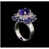 Image 4 : 14KT White Gold 4.93 ctw Tanzanite, Sapphire and Diamond Ring