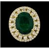 Image 2 : 6.63 ctw Emerald and Diamond Ring - 14KT Yellow Gold
