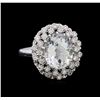 Image 1 : 4.55 ctw Aquamarine and Diamond Ring - 14KT White Gold