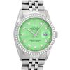 Image 1 : Rolex Mens Stainless Steel Green Diamond 36MM Oyster Perpetual Datejust