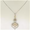 Image 3 : 18kt White and Yellow Gold 2.10 ctw White and Yellow Diamond Dangle Pendant Neck
