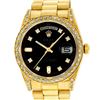 Image 1 : Rolex Mens 18K Yellow Black Diamond Lugs President Wristwatch With Rolex Box & A