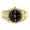 Image 3 : Rolex Mens 18K Yellow Black Diamond Lugs President Wristwatch With Rolex Box & A