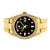 Image 4 : Rolex Mens 18K Yellow Black Diamond Lugs President Wristwatch With Rolex Box & A