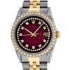Image 1 : Rolex Mens 2 Tone Diamond Lugs Red Vignette Diamond 36MM Datejust Wristwatch