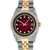 Image 2 : Rolex Mens 2 Tone Diamond Lugs Red Vignette Diamond 36MM Datejust Wristwatch