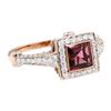 Image 1 : 2.56 ctw Square Step Rhodolite Garnet And Round Brilliant Cut Diamond Ring - 18K