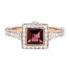 Image 2 : 2.56 ctw Square Step Rhodolite Garnet And Round Brilliant Cut Diamond Ring - 18K