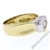 Image 4 : Italian 18kt Yellow and White 0.36 ctw Round Diamond Solitaire Wide Band Ring