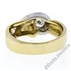 Image 5 : Italian 18kt Yellow and White 0.36 ctw Round Diamond Solitaire Wide Band Ring