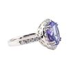 Image 2 : 4.46 ctw Tanzanite and Diamond Ring - Platinum