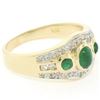 Image 3 : Petite 14K TT Gold 0.68 ctw 3 Cabochon Emerald & Diamond Accented Cocktail Ring