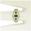 Image 6 : Petite 14K TT Gold 0.68 ctw 3 Cabochon Emerald & Diamond Accented Cocktail Ring