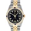 Image 3 : Rolex Mens 2 Tone Black String Diamond & Sapphire 36MM Datejust Wristwatch