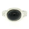 Image 1 : 18K White Gold Oval Bezel Set Black Onyx Burnish Set Diamond Bubble Ring