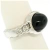 Image 3 : 18K White Gold Oval Bezel Set Black Onyx Burnish Set Diamond Bubble Ring