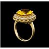 Image 4 : 14KT Yellow Gold 6.17 ctw Citrine and Diamond Ring