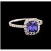 Image 2 : 14KT White Gold 1.36 ctw Tanzanite and Diamond Ring