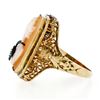 Image 5 : Antique Art Deco 14K Yellow Gold Carved Shell Cameo Diamond Open Filigree Ring