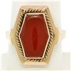 Image 1 : Vintage Russian 14kt Rose Gold Bezel Set Carnelian Hexagon Ring