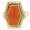 Image 4 : Vintage Russian 14kt Rose Gold Bezel Set Carnelian Hexagon Ring