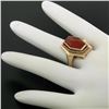 Image 7 : Vintage Russian 14kt Rose Gold Bezel Set Carnelian Hexagon Ring
