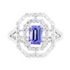 Image 2 : 2.24 ctw Emerald Cut Step Tanzanite And Round Brilliant Cut Diamond Ring - 14KT