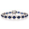Image 1 : 18.13 ctw Blue Sapphire and 3.92 ctw Diamond 14K White Gold Bracelet