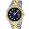 Image 1 : Rolex Mens 2 Tone 18K Blue Vignette 1.9 ctw Diamond Datejust Wristwatch 36MM