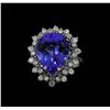 Image 2 : 7.95 ctw Tanzanite and Diamond Ring - 14KT White Gold