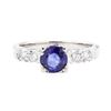 Image 2 : 1.13 ctw Sapphire And Diamond Ring - 18KT White Gold