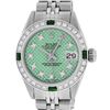 Image 1 : Rolex Ladies Stainless Steel Green Stamp Diamond & Emerald Datejust Wristwatch