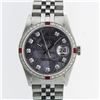 Image 6 : Rolex Mens Stainless Steel Meteorite Diamond And Ruby Datejust Wristwatch 36MM